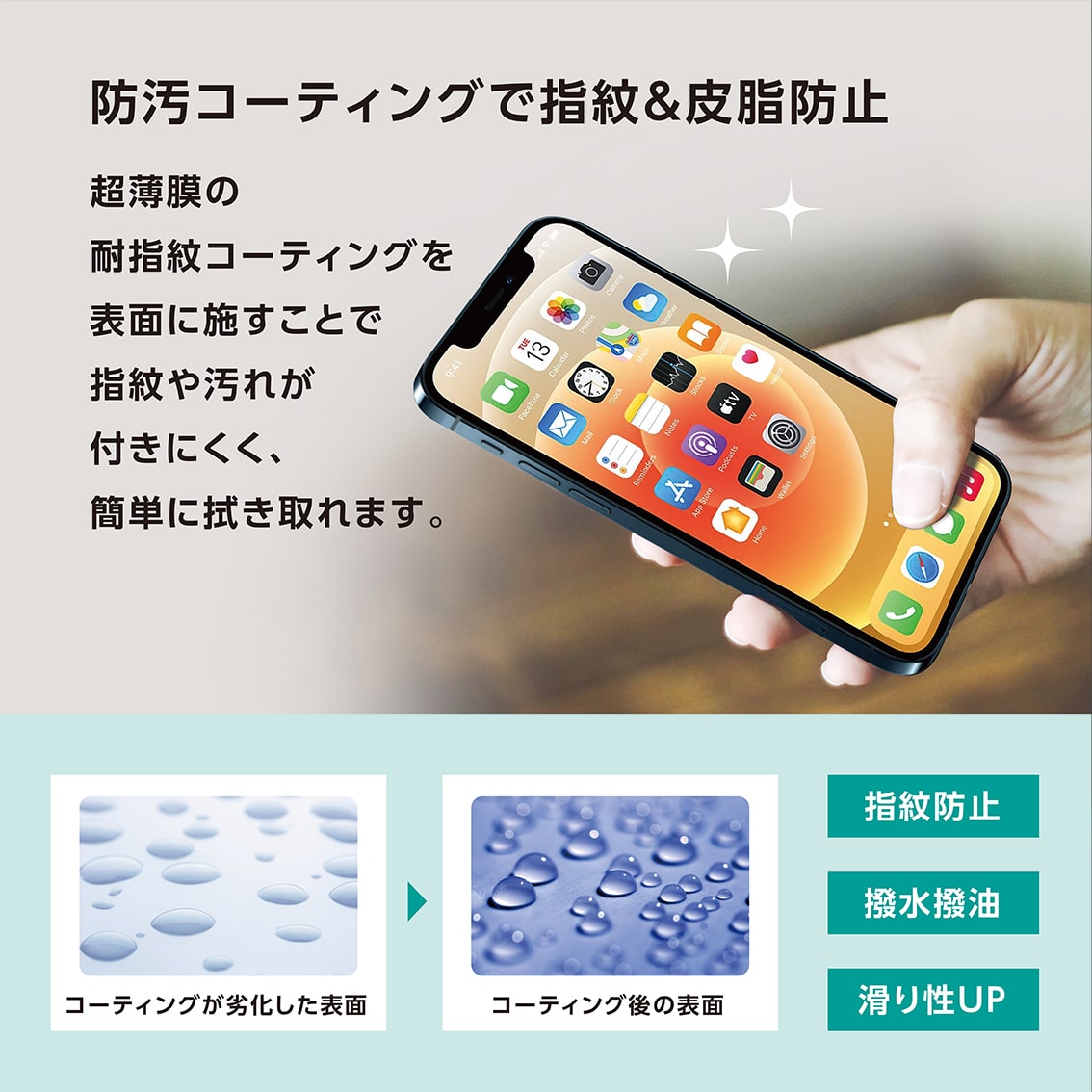 iPhone14 対応 耐衝撃ガラス 0.33mm for iPhone 2022年モデル 6.1inch （2レンズ）