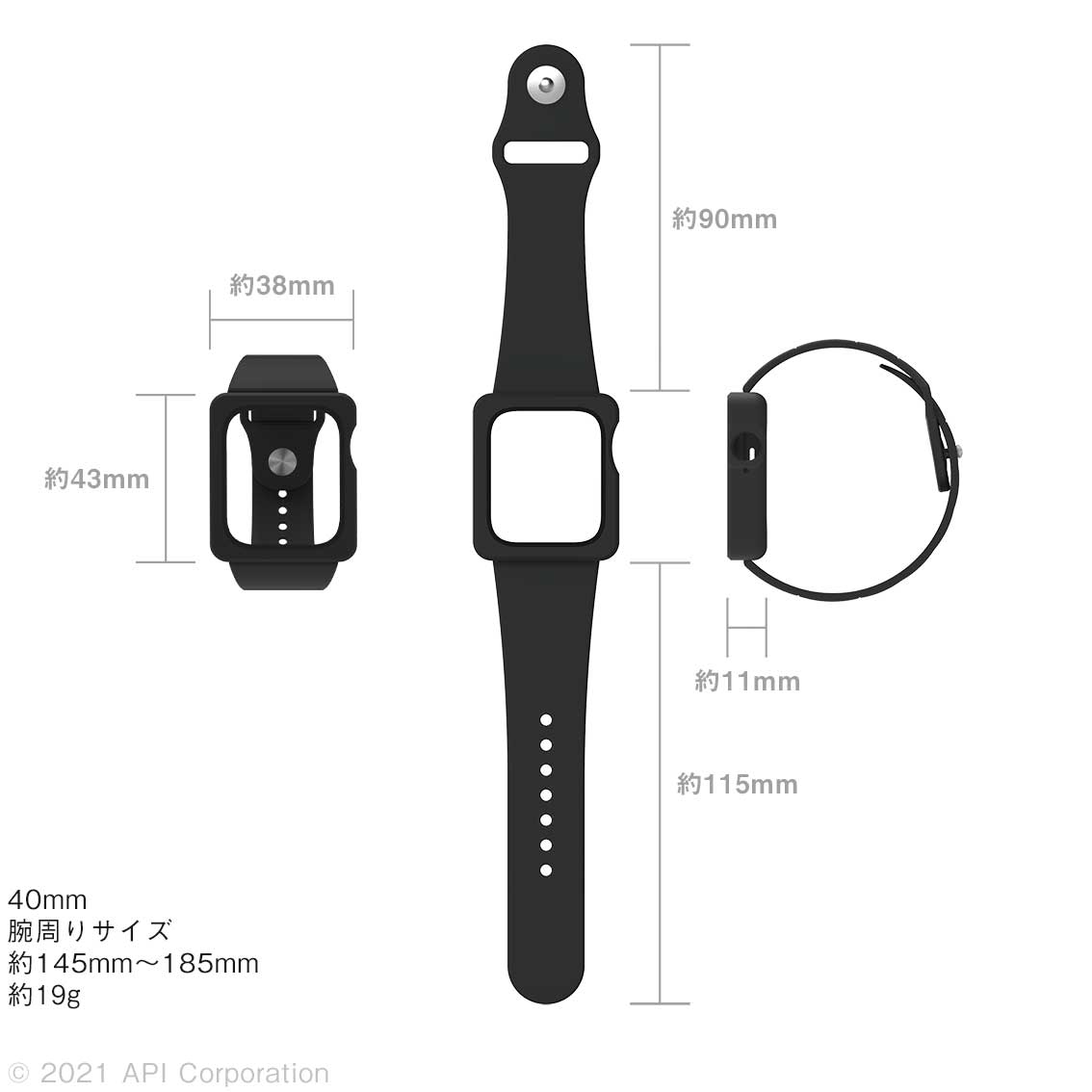 Apple Watch Series 6/5/4/SE  アップルウォッチ ケース一体型バンド 44mm 40mm